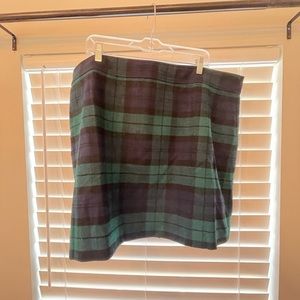 JCrew black watch plaid wool skirt